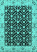 Machine Washable Oriental Turquoise Traditional Area Rugs, wshurb791turq