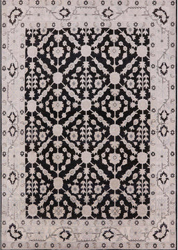 Mid-Century Modern Charcoal Gray Oriental Rug, urb791