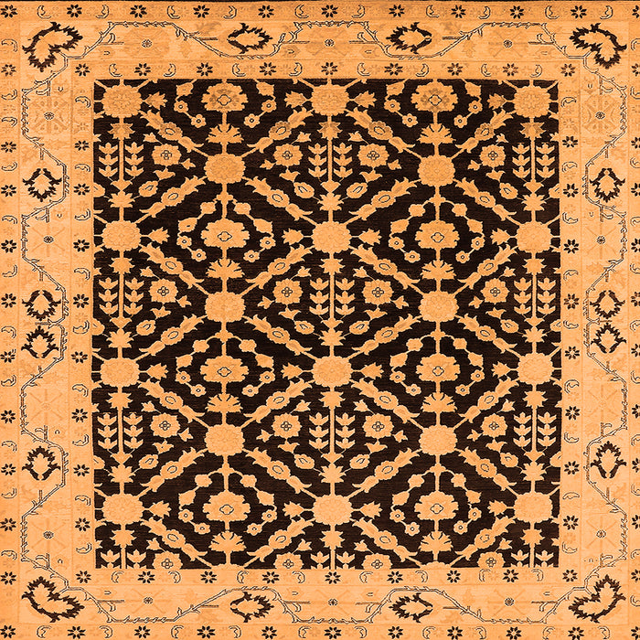 Square Oriental Orange Traditional Rug, urb791org