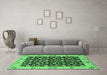 Machine Washable Oriental Emerald Green Traditional Area Rugs in a Living Room,, wshurb791emgrn