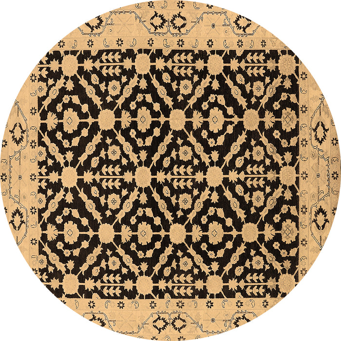 Round Oriental Brown Traditional Rug, urb791brn