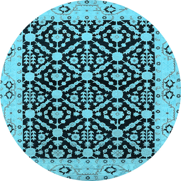 Round Oriental Light Blue Traditional Rug, urb791lblu