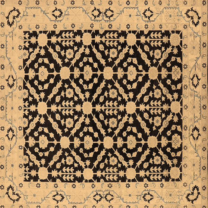 Square Machine Washable Oriental Brown Traditional Rug, wshurb791brn