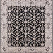 Square Mid-Century Modern Charcoal Gray Oriental Rug, urb791