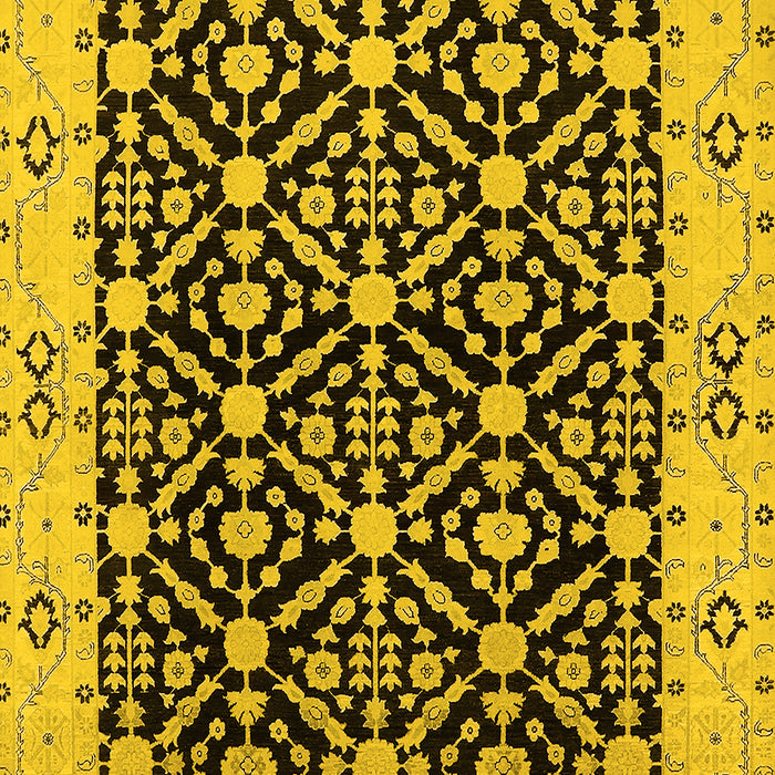 Machine Washable Oriental Yellow Traditional Rug, wshurb791yw