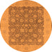 Round Oriental Orange Traditional Rug, urb792org