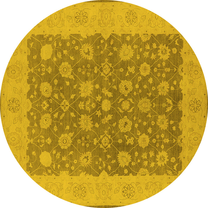 Round Oriental Yellow Traditional Rug, urb792yw