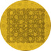 Round Oriental Yellow Traditional Rug, urb792yw