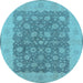 Round Oriental Light Blue Traditional Rug, urb792lblu