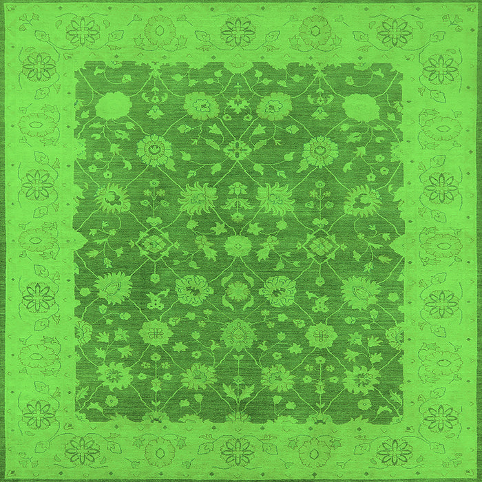 Square Machine Washable Oriental Green Traditional Area Rugs, wshurb792grn