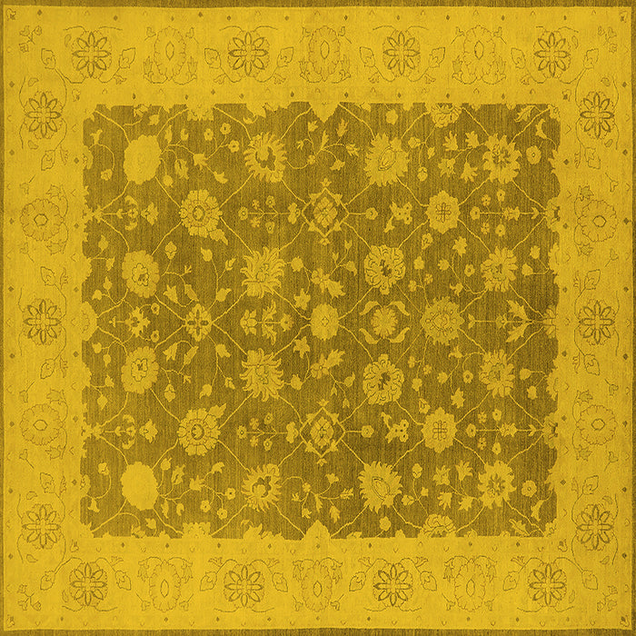 Square Machine Washable Oriental Yellow Traditional Rug, wshurb792yw
