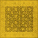 Square Machine Washable Oriental Yellow Traditional Rug, wshurb792yw