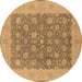 Round Oriental Brown Traditional Rug, urb792brn