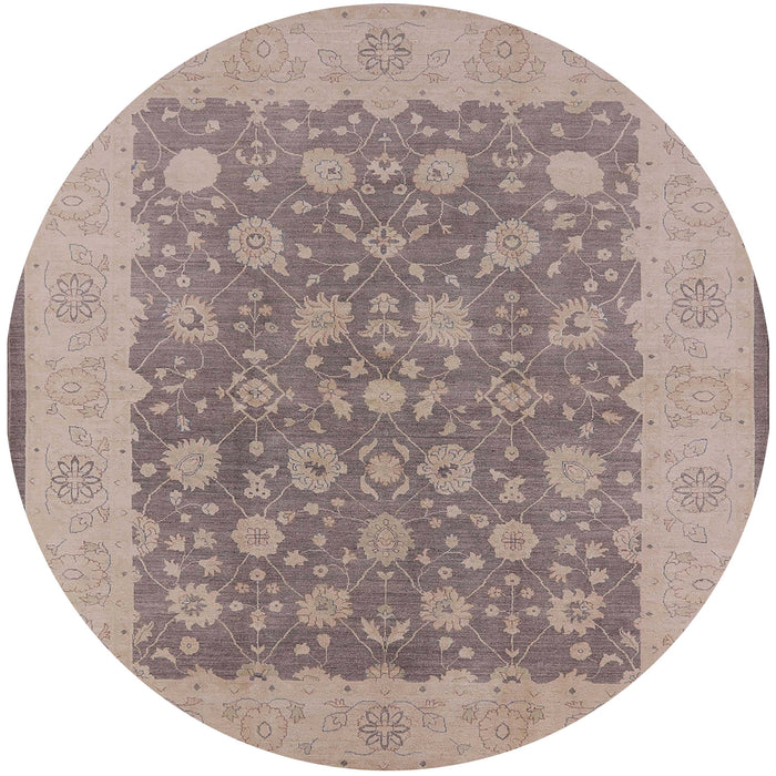 Round Mid-Century Modern Rose Purple Oriental Rug, urb792