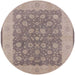 Round Mid-Century Modern Rose Purple Oriental Rug, urb792