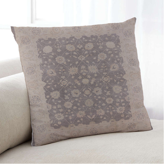 Lifestyle Image of Mid-Century Modern Urban Square Rose Dust Purple Throw Pillow, 18 inch by 18 inch, pwurb792