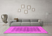 Machine Washable Oriental Pink Traditional Rug in a Living Room, wshurb792pnk