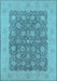 Machine Washable Oriental Light Blue Traditional Rug, wshurb792lblu