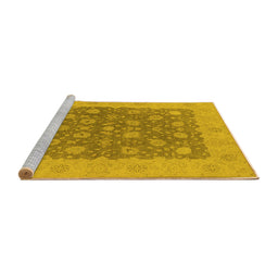Sideview of Machine Washable Oriental Yellow Traditional Rug, wshurb792yw