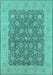 Machine Washable Oriental Turquoise Traditional Area Rugs, wshurb792turq