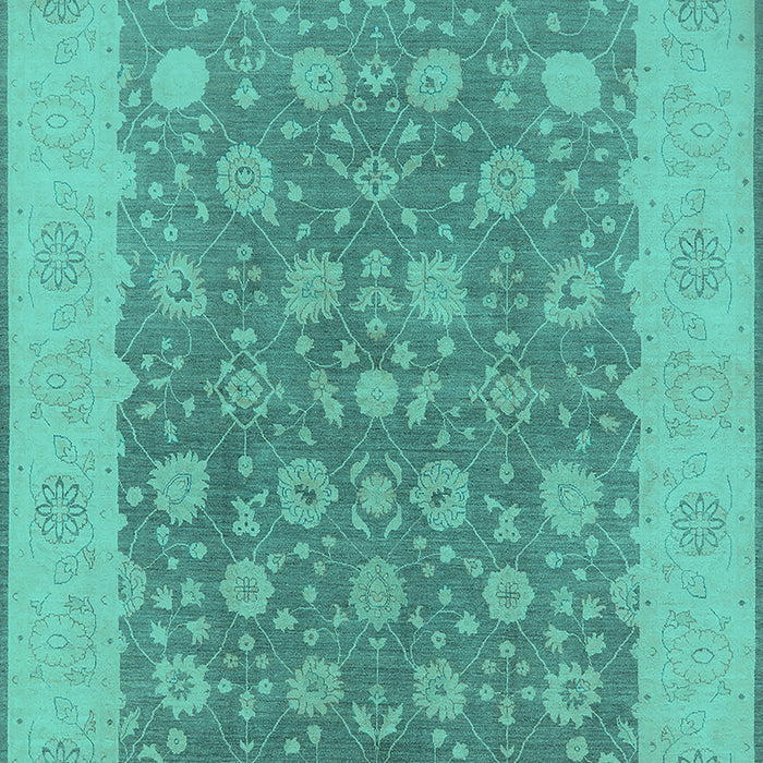 Machine Washable Oriental Turquoise Traditional Area Rugs, wshurb792turq