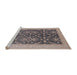 Sideview of Machine Washable Industrial Modern Khaki Rose Pink Rug, wshurb793