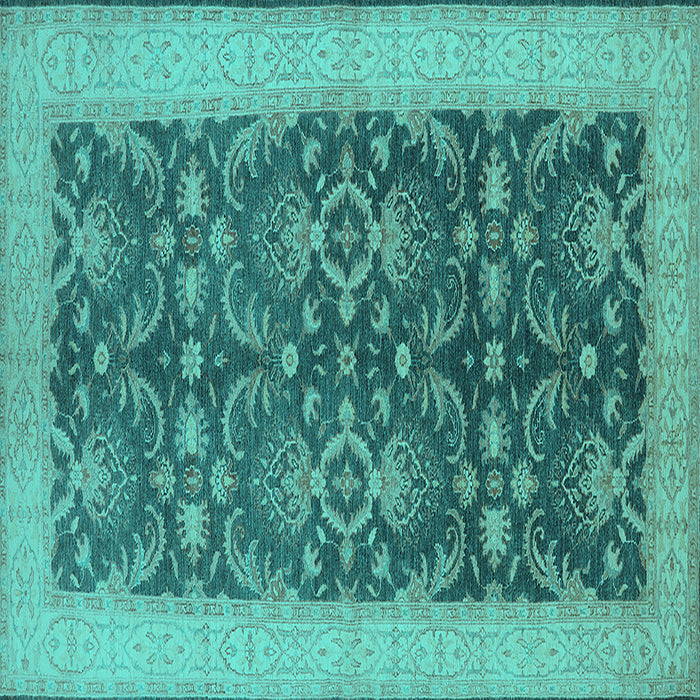 Square Oriental Turquoise Traditional Rug, urb793turq