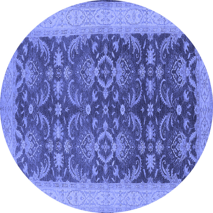 Round Oriental Blue Traditional Rug, urb793blu