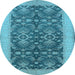 Round Oriental Light Blue Traditional Rug, urb793lblu