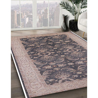 Mid-Century Modern Khaki Rose Pink Oriental Rug, urb793