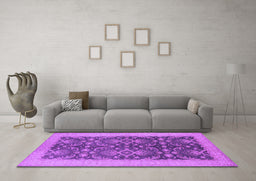 Machine Washable Oriental Purple Traditional Area Rugs in a Living Room, wshurb793pur