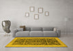 Machine Washable Oriental Yellow Traditional Rug in a Living Room, wshurb793yw