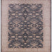 Square Mid-Century Modern Khaki Rose Pink Oriental Rug, urb793