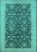 Machine Washable Oriental Turquoise Traditional Area Rugs, wshurb793turq