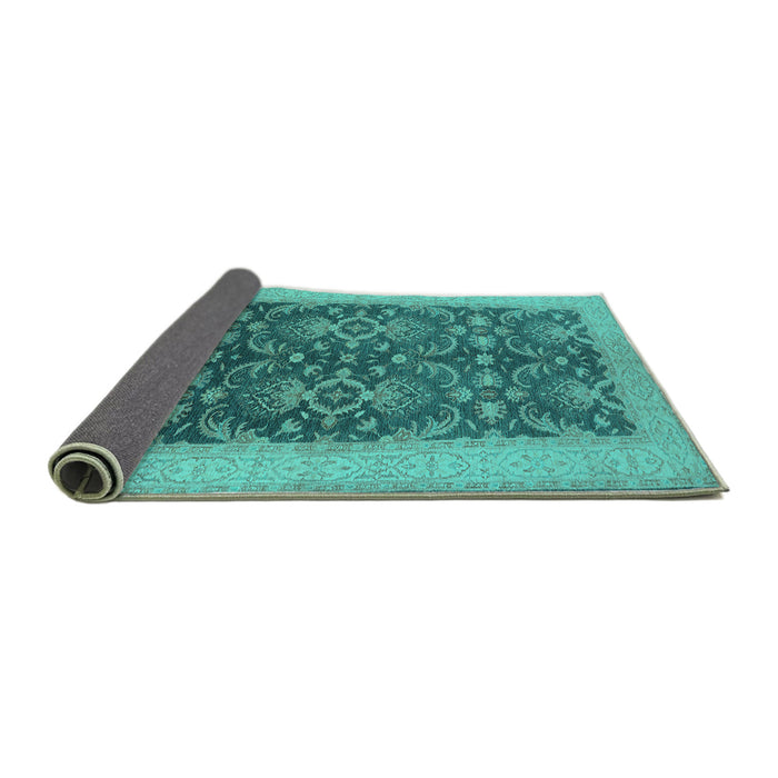Sideview of Oriental Turquoise Traditional Rug, urb793turq