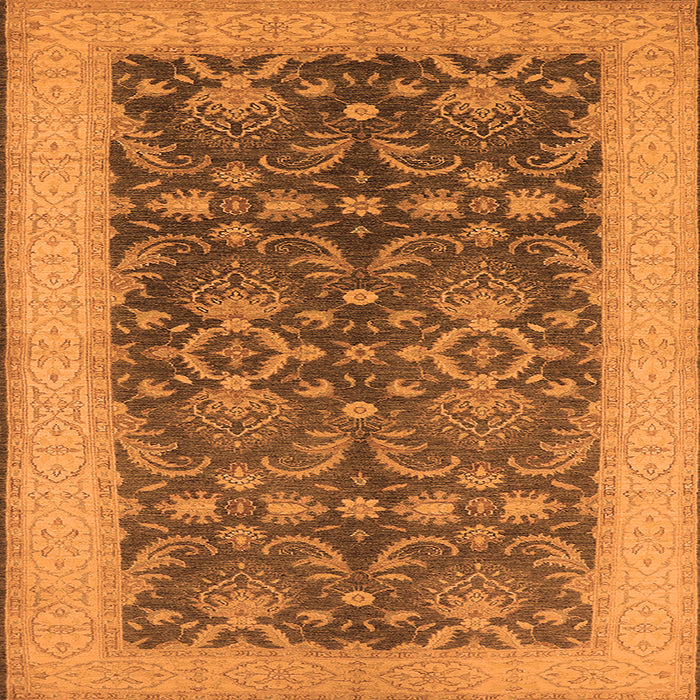 Square Machine Washable Oriental Orange Traditional Area Rugs, wshurb793org