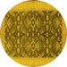 Round Oriental Yellow Traditional Rug, urb793yw