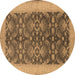 Round Oriental Brown Traditional Rug, urb793brn