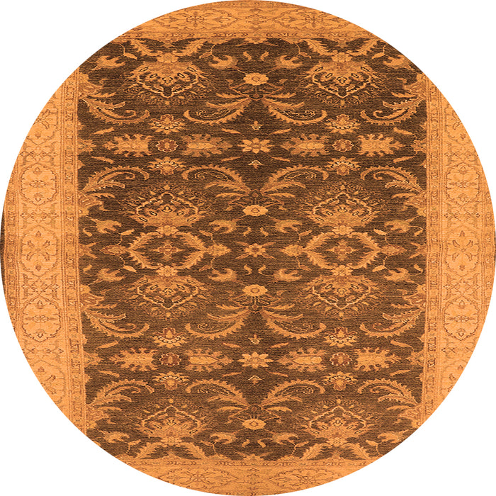 Round Machine Washable Oriental Orange Traditional Area Rugs, wshurb793org
