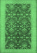 Machine Washable Oriental Emerald Green Traditional Area Rugs, wshurb793emgrn