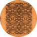 Round Oriental Orange Traditional Rug, urb793org