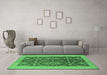 Machine Washable Oriental Emerald Green Traditional Area Rugs in a Living Room,, wshurb793emgrn