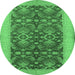 Round Oriental Emerald Green Traditional Rug, urb793emgrn