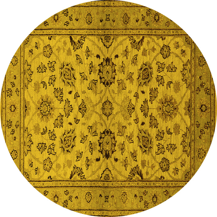 Round Oriental Yellow Traditional Rug, urb794yw