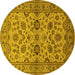 Round Oriental Yellow Traditional Rug, urb794yw