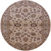 Round Mid-Century Modern Chestnut Brown Oriental Rug, urb794