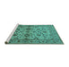 Sideview of Machine Washable Oriental Turquoise Traditional Area Rugs, wshurb794turq