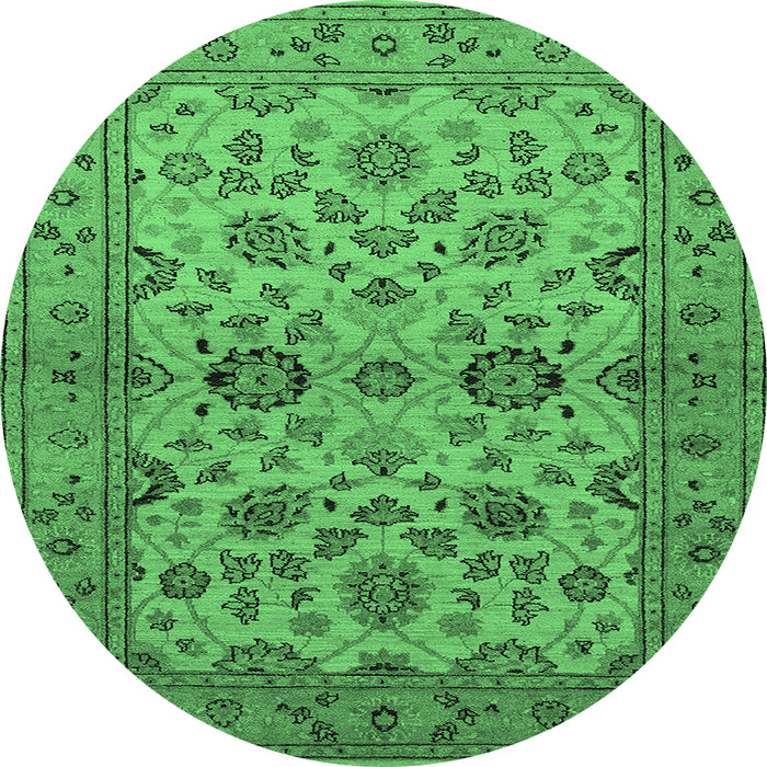 Round Oriental Emerald Green Traditional Rug, urb794emgrn