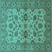 Square Oriental Turquoise Traditional Rug, urb794turq