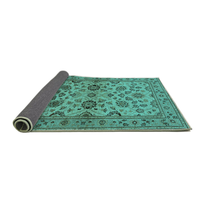 Sideview of Oriental Turquoise Traditional Rug, urb794turq